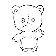 cartoon little teddy bear waving