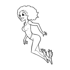 cartoon flying woman