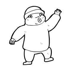 cartoon man in hat waving