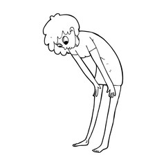 cartoon woman looking at her feet