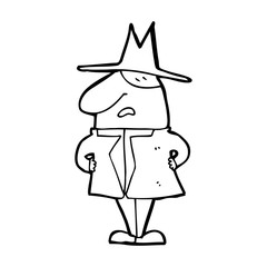 cartoon man in coat and hat