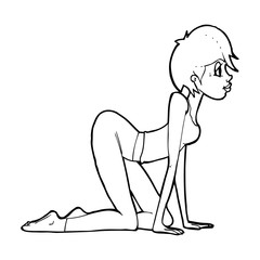 cartoon sexy woman on all fours