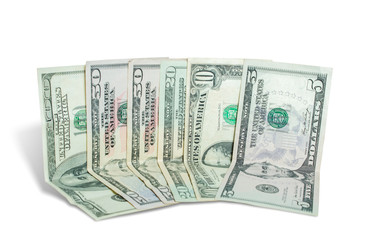 American bank notes isolated on the white background