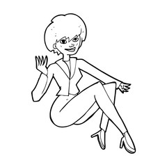 cartoon businesswoman sitting