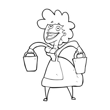 recommend clip art: cartoon milkmaid carrying buckets
