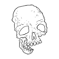 cartoon ancient spooky skull