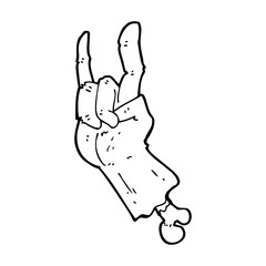 cartoon zombie hand making rock symbol