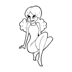 cartoon attractive woman posing