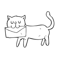 cartoon cat carrying letter
