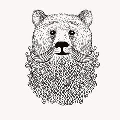 Sketch Bear with a beard. Hand drawn vector  illustration. Doodl - 90328720