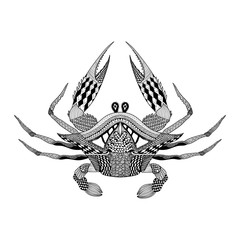 Zentangle stylized  King Krab. Hand Drawn boho vintage engraved © ipanki