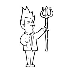 cartoon devil with pitchfork