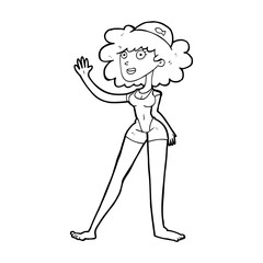 cartoon swimmer woman