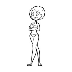 cartoon retro woman in bikini
