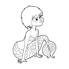 cartoon pretty mermaid