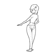 cartoon pretty girl in jeans and tee