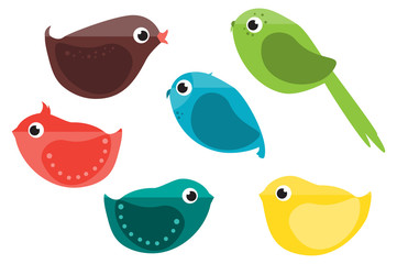 Isolated Cartoon Birds.