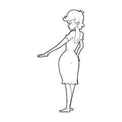 cartoon pretty woman looking at nails