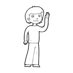 cartoon friendly boy waving