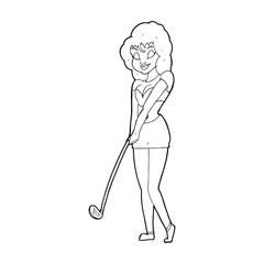 cartoon woman playing golf