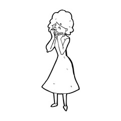 cartoon worried woman