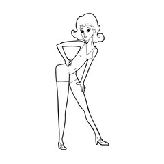 cartoon model woman posing