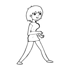 cartoon woman walking