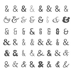 Vector icon set of black ampersands - 90330317