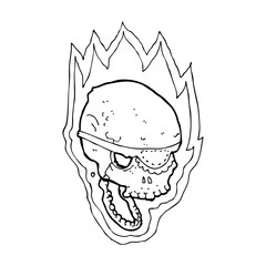 cartoon flaming pirate skull