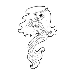 cartoon pretty mermaid