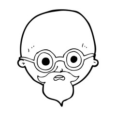 cartoon shocked man with beard