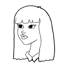 cartoon pretty girl with long hair