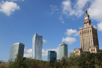 Fototapeta na wymiar The beautiful view of downtown Warsaw.