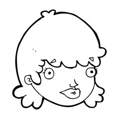 cartoon female face with surprised expression