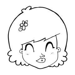cartoon happy female face