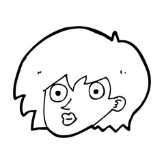 cartoon surprised female face
