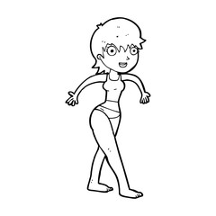 Obraz na płótnie Canvas cartoon happy woman in swimming costume