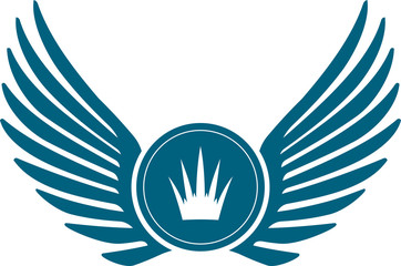 Fototapeta na wymiar Heraldic design with wings and crown
