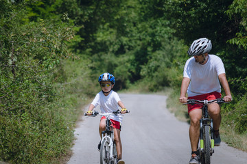 Father and son cycling