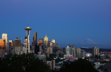 Skyline in front of Mt. Rainier