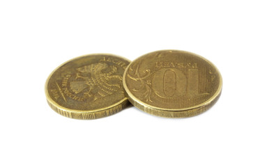 A ten rubles coins