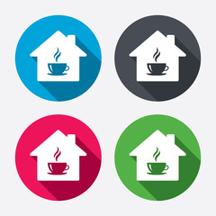 Coffee shop icon. Hot coffee cup sign.