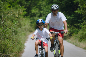 Father and son cycling