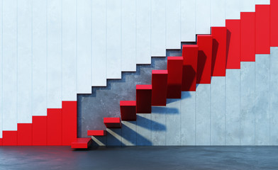 red stairs leading upward - 90331749
