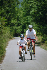 Father and son cycling