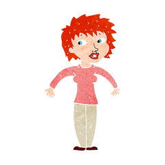 cartoon woman shrugging shoulders