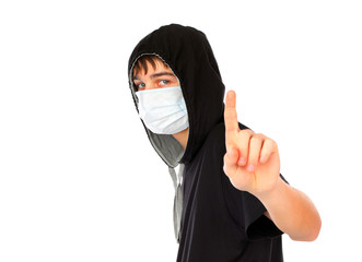 Teenager in Flu Mask