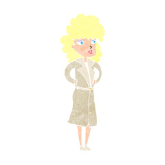cartoon woman in trench coat