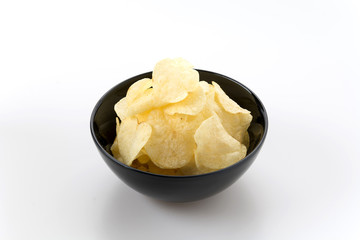 potato chips on white background