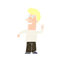 cartoon man making peace sign